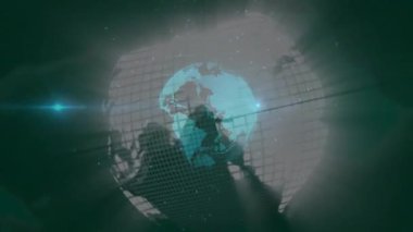 3D küre dijital uzayda görselleştiriliyor, parlayan veri noktaları ve yüzen kilit simgeleri var. Teknoloji, siber güvenlik, veri görselleştirme, dijital ağ, yenilik, soyut, fütürist