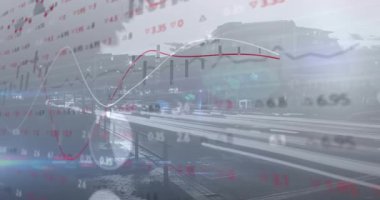 Gece vakti sokak haritası kırmızı ve beyaz şamdan grafikleriyle uzun pozlama ışık yollarını görselleştiriyor. Urban, technology, data, digital, futuristic, graphics, nightscape