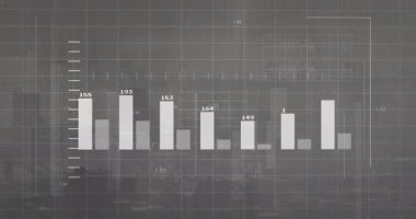 Sayısal veri arayüzü, şeffaf bar grafiklerini, çizgi grafiklerini, dalga formlarını ve ızgara üzerindeki etiketleri gösteriyor. Analizler, gösterge paneli, teknoloji, görselleştirme, arayüz, bilgi grafikleri, dijital