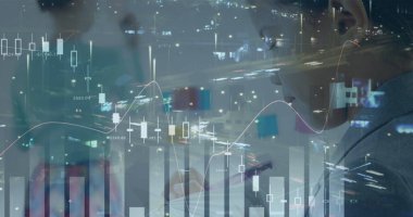 Melez çocuk eğitimi ve yol trafiği ile ilgili finansal veriler. küresel eğitim, öğrenim, ekonomi ve teknoloji konsepti dijital olarak oluşturulmuş imaj.