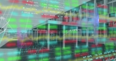 Depodaki veri işleme görüntüsü. Küresel iş ve dijital arayüz kavramı dijital olarak oluşturulmuş görüntü.