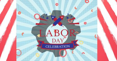 İşçi Bayramı kutlama metninin şekiller üzerindeki görüntüsü. İşçi Bayramı ve dijital olarak üretilen görüntü konsepti.