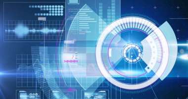 Dijital ekranda veri işleme resmi. veri işleme, ağ, teknoloji ve dijital arayüz kavramı dijital olarak oluşturulmuş resim.