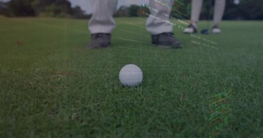 Kıdemli adam ve olgun kadın yeşili incelerken AR finans tablolarını çimlerin üzerine sergiliyorlar. Spor, teknoloji, finans, açık hava, profesyonel, yenilik, işbirliği