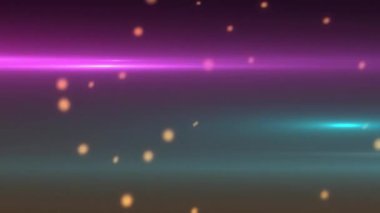 Sahne parlak mor ve neon çizgileri gösteriyor. Gradyan üzerinde sürüklenen turuncu bokeh çizgileri. Neon, soyut, dijital, canlı, fütüristik, atmosferik, parlayan