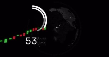 Noktalı dünya, Hindistan etiketli şamdan şeması ve yüzen HUD halkalarıyla karanlık temalı animasyonlar yapıyor. Küresel, finans, veri, görselleştirme, teknoloji, analitik, yatırım