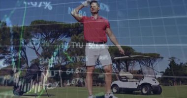 Golf sopası golf sopası, şamdan grafikleri ve finans için yüzdelik rakamlar. Açık hava, profesyonel, minimalist, finans, yatırım, iş, eğlence