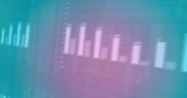 Dijital analitik gösterge paneli dikey çubukları gösterir ve gradyan ızgara üzerinde dalga formu dokuur. Veri, görselleştirme, bilgi, dijital, teknoloji, analitik, grafik