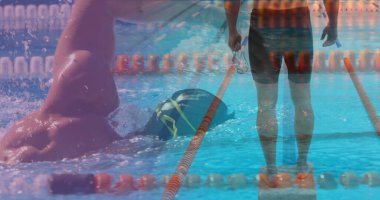 Havuzda yüzen beyaz bir adam resmi. küresel spor ve spor konsepti dijital olarak oluşturulmuş görüntü.
