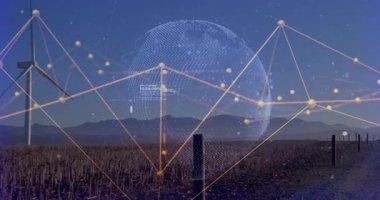 Ağ teknolojisiyle birlikte kırsal çiftliğin planlarını inceleyen bir başlık mühendisi. Sanayi, bağlantı, altyapı, dijital, kırsal, yenilik, şematikler