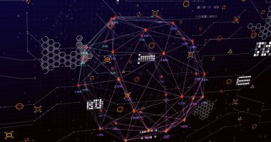 Çevrimiçi güvenlik kilidi görüntüsü, veri işleme ve dünya çapında işaretleyiciler. küresel bağlantılar ve veri işleme kavramı dijital olarak oluşturulmuş resim.