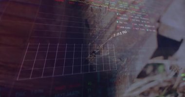 Borsa grafikleri, şeffaf çizelgeler ve verilerle kompozit sahnede canlandırılıyor. Finansal, teknoloji, analitik, yatırım, dijital, çağdaş, profesyonel