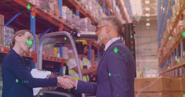 Çeşitli iş adamlarının el sıkıştığı bir ağ görüntüsü. Ulusal tokalaşma günü, küresel iş ve dijital arayüz kavramı dijital olarak oluşturulmuş görüntü.