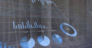 Kitap üzerinde veri işleme resmi. küresel iş ve dijital arayüz kavramı dijital olarak oluşturulmuş görüntü.