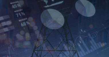 Sütun üzerinde veri işleme görüntüsü. küresel iş, finans, bağlantılar ve dijital arayüz konsepti dijital olarak oluşturulmuş görüntü.