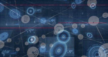 Hacker üzerinden dijital arayüz ve bağlantı ağının resmi. küresel bağlantılar, veri işleme ve dijital arayüz konsepti dijital olarak oluşturulmuş resim.