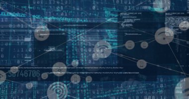 Hacker üzerinden dijital arayüz ve bağlantı ağının resmi. küresel bağlantılar, veri işleme ve dijital arayüz konsepti dijital olarak oluşturulmuş resim.