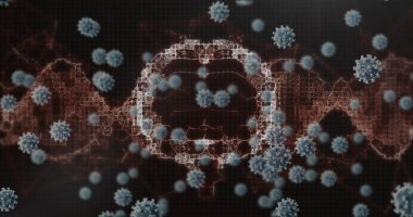 Covid 19 hücrenin, DNA ipliğinin ve insan beyninin görüntüsü. küresel covid 19 salgın konsepti dijital olarak oluşturulmuş görüntü.