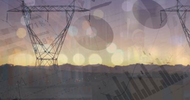 Sütunların üzerinde veri işleme resmi. küresel iş, finans, bağlantılar ve dijital arayüz konsepti dijital olarak oluşturulmuş görüntü.