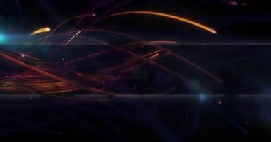 Dönen neon ışıkları arka planda canlandırılıyor, lens parlamaları ve arıza örtülerini gösteriyor. Dijital sanat, soyut, enerjik, fütüristik, hareket, teknoloji, siber