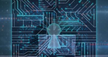 Donanma arkaplanındaki bilgisayar korsanının veri işleme, siber suç ve dijital asma kilit görüntüsü. küresel internet güvenliği, veri güvenliği ve dijital arayüz konsepti dijital olarak oluşturulmuş görüntü.