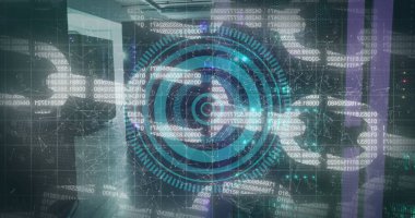 Blok zinciri üzerinde çember oluşturma görüntüsü. küresel internet güvenliği, veri işleme, bağlantılar ve dijital arayüz konsepti dijital olarak oluşturuldu.