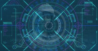 Veri işleme alanındaki tarama görüntüsü. Küresel bilim bağlantıları ve dijital arayüz konsepti dijital olarak oluşturulmuş görüntü.