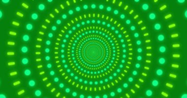 Yeşil arkaplanda hareket eden şekillerin resmi. Retro gelecek ve dijital arayüz konsepti dijital olarak oluşturuldu.