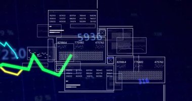 Üst üste bindirilmiş UI panelleri, neon yeşil ve sarı çizgi grafikleriyle birlikte teknoloji göstergesi sahnesinde gösteriliyor. Teknoloji, veri görselleştirme, analitik, fütürizm, dijital arayüz, yenilik, neon tarzı
