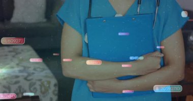 Tıbbi uzmanlar teletıp kliniğinde yapay zeka çizelgesiyle steteskop tutuyor. Klinik, sağlık, fütüristik, teknoloji, profesyonellik, yenilik, çalışma alanı