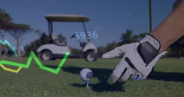 Golf analitiği T-Box 'ta görselleştiriliyor, top sürücüsünün arabasının verilerini 3 boyutlu olarak gösteriyor. Spor, teknoloji, açık hava, kesinlik, veri, performans, manzara