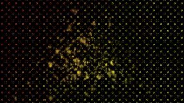 Dairesel simgelerin içinde dönen elmasların hareketli gradyan üzerinde olduğu soyut şebeke deseni. Fütürist, geometrik, şablon, teknoloji, dijital, canlı, minimalist