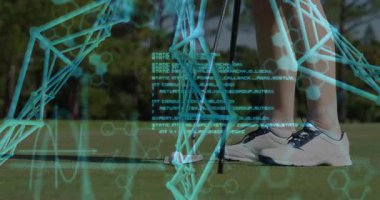 Golf sopası, altıgen, üç boyutlu kablo verilerini gösteren artırılmış gerçeklik örtüleri vasıtasıyla görselleştiriliyor. Spor, teknoloji, veri, açık hava, ekipman, analiz, yenilik