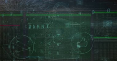 Siyah arkaplan üzerinde veri işleme resmi. küresel iletişim ve veri güvenliği konsepti dijital olarak oluşturulmuş görüntü.