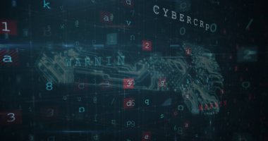 Mavi arka plandaki güvenlik simgesine karşı siber güvenlik veri işleme. siber güvenlik teknolojisi kavramı