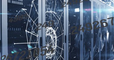 Bilgisayar sunucuları üzerinden değişen bağlantı ağı ve numaraların resmi. küresel bağlantılar ve veri işleme kavramı dijital olarak oluşturulmuş resim.