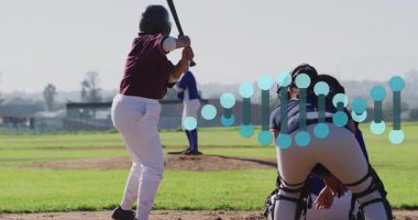 Beyzbol sahasında sopa sallayan kadın vurucu spor analitik çizelgeleri gösteriyor. Sporcu, spor, aksiyon, açık hava, atletizm, rekabet, enerji
