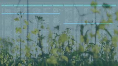 Beyaz türbin dönerken, sarı alanların üzerinde ağaç kütüklerini gösteren 3 boyutlu görüntüleme. Teknoloji, yenilenebilir enerji, manzara, sürdürülebilirlik, yenilik, çevre, doğa