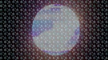 Merkezi holografik küre, neon veri çizgilerine sahip segmentli HUD simgelerinin ızgarası üzerinde parlıyor. Fütürist, dijital, teknoloji, arayüz, soyut, neon, veri görselleştirme