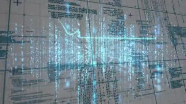 Cyan-blue holografik örtüsü veri ızgarasında parlayan akımları ve kıvrım şeklini gösteriyor. Teknoloji, fütürizm, arayüz, veri, dijital, yenilik, sanal