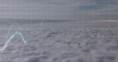 Sahilde yüzen mali tablolar, şebekeleri ve yüzde etiketleri gösteren şamdanları gösteriyor. Teknoloji, finans, analitik, görselleştirme, modern, profesyonel, dingin