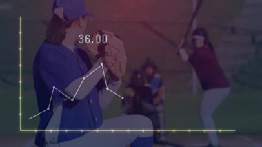 Kadın atıcı çim tarlasına fırlatılıyor. Çizgi çizelgesi spor analitik verilerini gösteriyor. Atletizm, rekabet, açık hava, dinamik, dayanıklılık, hassasiyet, takım