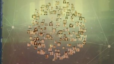 Sanal veri ağında yüzen dijital vesikalıklar, sayısal etiketleri ve bağlantı hatlarını gösteriyor. Ağ, bağlantı, analiz, görselleştirme, teknoloji, iletişim, soyut