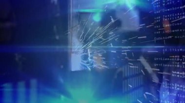 VR kulaklık takan bir kadın teknolojik arayüz, yayın kodu metni ve holografik veri çubukları. Fütürist, teknoloji, dijital, yenilik, siber, sürükleyici, yüksek teknoloji