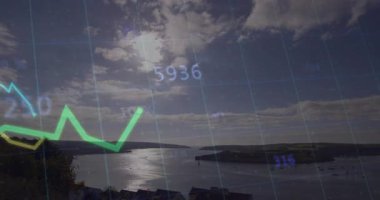 Yeşil zigzag çizgisi kıyı şeridinde akıyor, sarı çizgi, mavi ızgara, sayısal etiketler. Deniz manzarası, analitik, veri görselleştirme, navigasyon, çevre, açık hava, ufuk