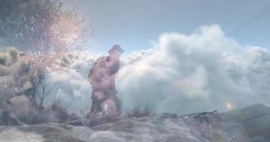 Rocky Mountain Ridge 'de yürüyüş yapan bir adam, hareketli GPS rotası ve spor için yükseklik grafiği gösteriyor. Macera, keşif, vahşi doğa, dağcılık, açık hava, manzara, fitness