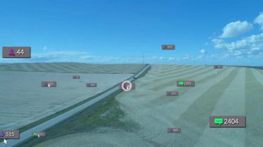 Sosyal medya ölçümleri havadan tarlalara yayılıyor, takip rozetleri gibi havada yüzen sohbetlerle. Hava, veri, görselleştirme, kırsal, iklim, teknoloji, soyut