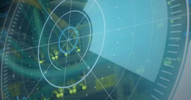 Arka plandaki bilgisayar sunucusundaki kablolar üzerinden tarama ve veri işleme alanının resmi. küresel hesaplama, bağlantılar ve veri işleme konsepti dijital olarak oluşturulmuş resim.