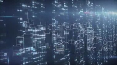 3D fütüristik kablo şeması holografik ızgarada yansıtılıyor, parlayan veri akışlarını gösteriyor. Fütürist, siber, dijital, sürükleyici, yüksek teknoloji, soyut, neon