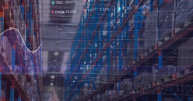 Depodaki mali verilerin ve grafiklerin resmi. iş, finans ve dağıtım hizmetleri kavramı dijital olarak oluşturulmuş görüntü.